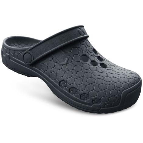 TAMS® Unisex Gartenclogs mit Schnalle"Hex Clap" aus weichem EVA Schwarz 39