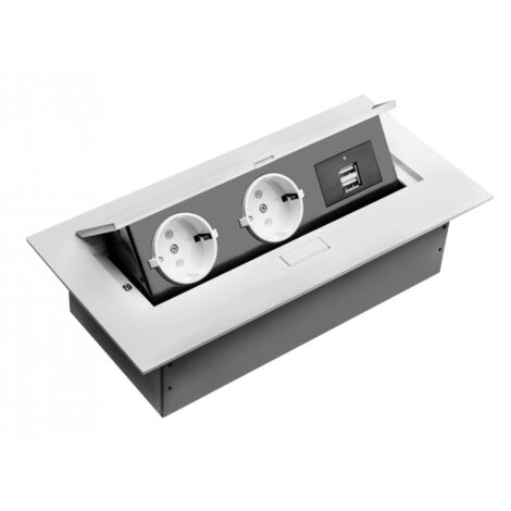 GTV 2-er Einbau-Steckdosenleiste 2 USB-Anschlüsse Weiß