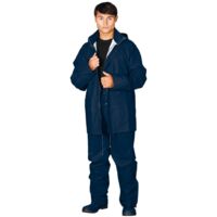 Regenschutzkleidung blau aus Polyurethan, Set aus Hose und Jacke mit Kapuze XXXL