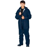 Regenschutzkleidung blau aus Polyurethan, Set aus Hose und Jacke mit Kapuze XXL