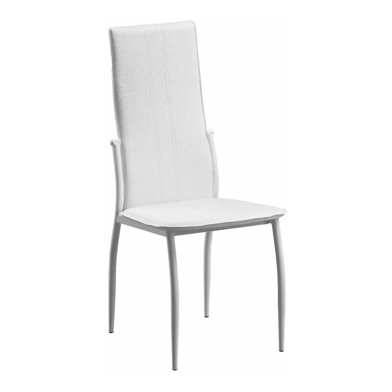 Pack 6 Sillas C-01 blanco, asiento poli-piel, estructura metalica  resistente, aporta un toque elegante