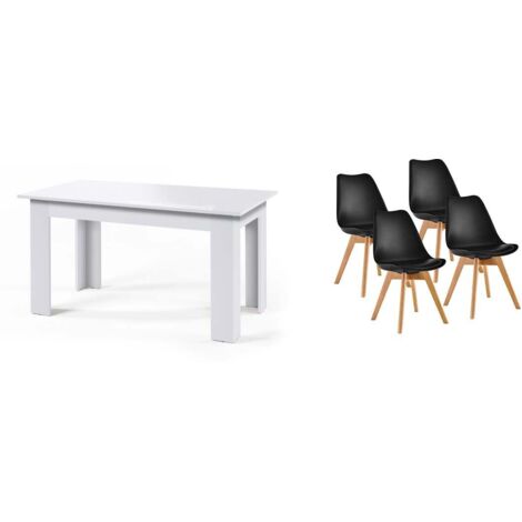Pack Mesa Fija de Comedor o Cocina + 4 Sillas Nordic