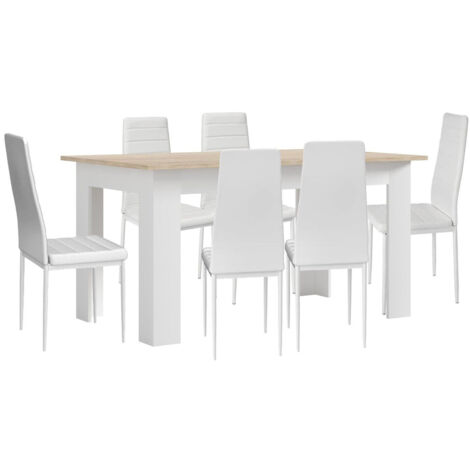 Pack Mesa de Comedor o Cocina + 6 Sillas en Polipiel/metal