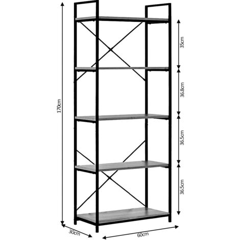 IRONCK Estantería Triple Ancha De 5 Niveles, Estantes Abiertos Etagere Con Valla Trasera Para Decoración De