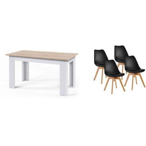 Pack Mesa Fija de Comedor o Cocina + 4 Sillas Nordic