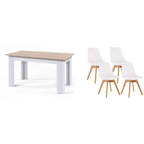 Pack Mesa Fija de Comedor o Cocina + 4 Sillas Nordic