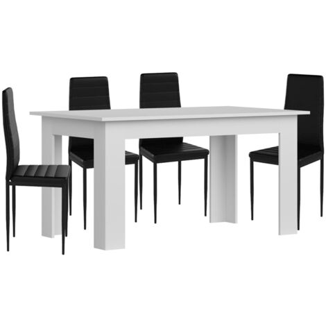 Pack Mesa de Comedor o Cocina + 4 Sillas en Polipiel/metal