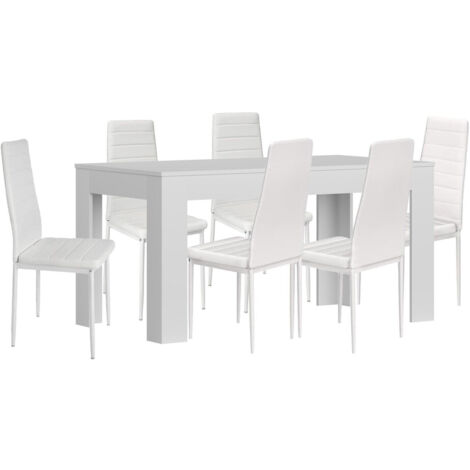 Mesa Extensible de Comedor o Cocina + 6 Sillas en Polipiel/metal