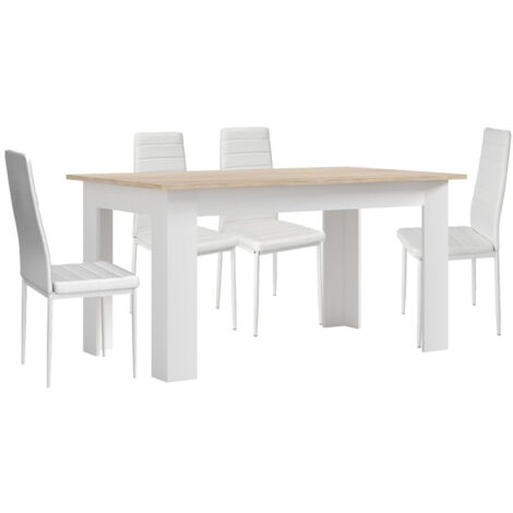 Pack Mesa de Comedor o Cocina + 4 Sillas en Polipiel/metal