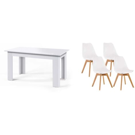 Pack Mesa Fija de Comedor o Cocina + 4 Sillas Nordic