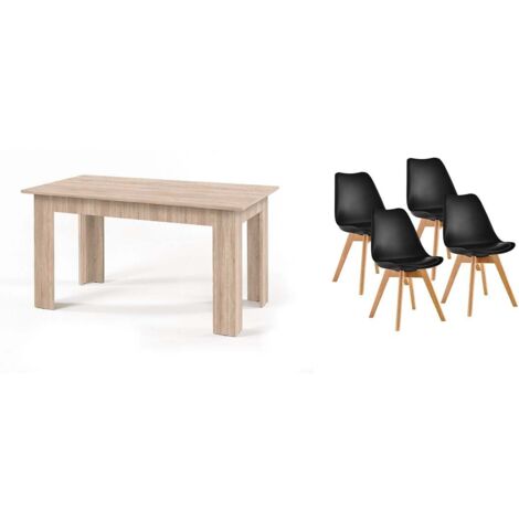 Pack Mesa Fija de Comedor o Cocina + 4 Sillas Nordic