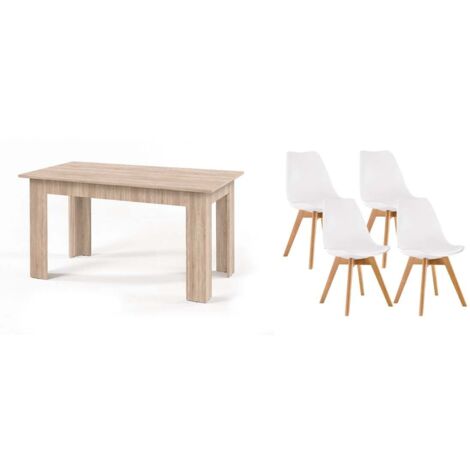 Pack Mesa Fija de Comedor o Cocina + 4 Sillas Nordic