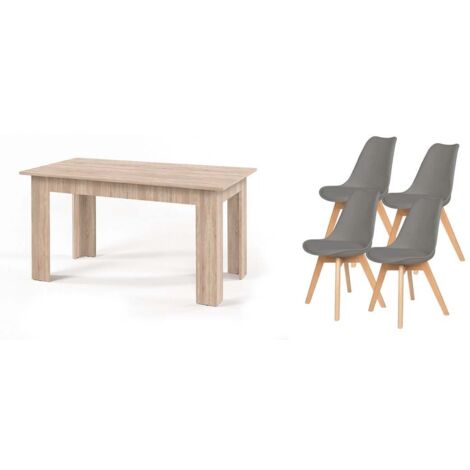 Pack Mesa Fija de Comedor o Cocina + 4 Sillas Nordic