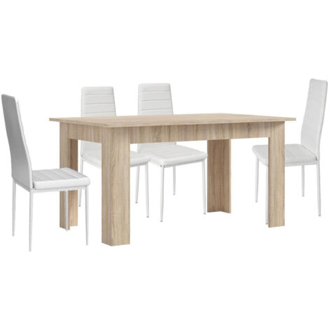 Pack Mesa de Comedor o Cocina + 4 Sillas en Polipiel/metal