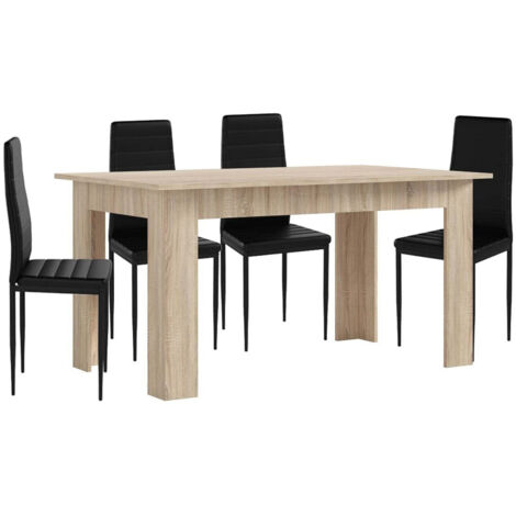 Pack Mesa de Comedor o Cocina + 4 Sillas en Polipiel/metal