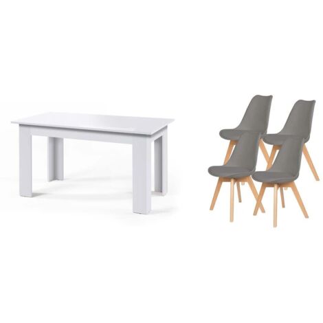 Pack Mesa Fija de Comedor o Cocina + 4 Sillas Nordic