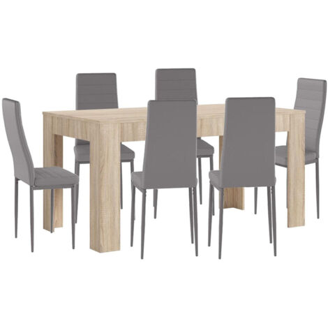 Mesa Extensible de Comedor o Cocina + 6 Sillas en Polipiel/metal