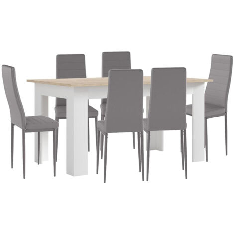 Pack Mesa de Comedor o Cocina + 6 Sillas en Polipiel/metal