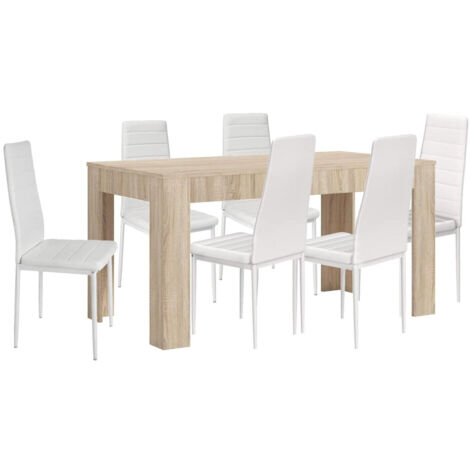 Mesa Extensible de Comedor o Cocina + 6 Sillas en Polipiel/metal