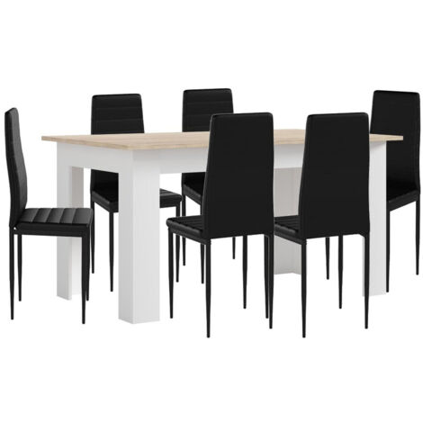 Pack Mesa de Comedor o Cocina + 6 Sillas en Polipiel/metal