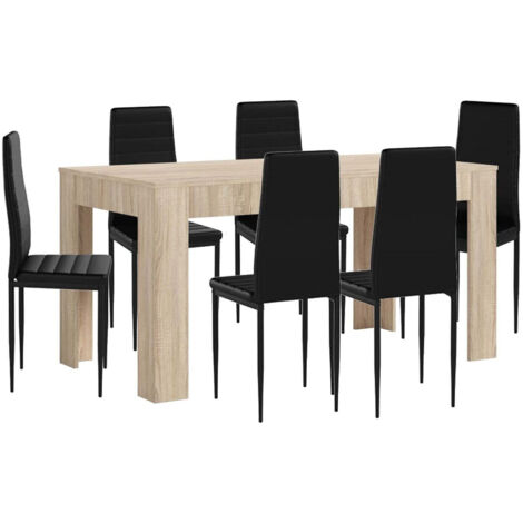 Mesa Extensible de Comedor o Cocina + 6 Sillas en Polipiel/metal