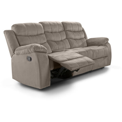 Sofa Reclinable Manual Houston 3 Plazas Marron