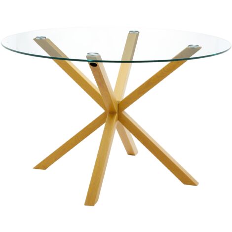 Mesa Redonda de Cristal Templado Aurora 120cm. Comedor o Cocina