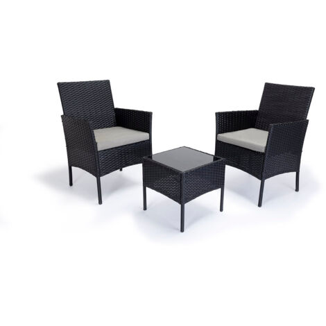 Conjunto Mesa + 2 Sillones de Ratan PE. Muebles de Jardin y Terraza