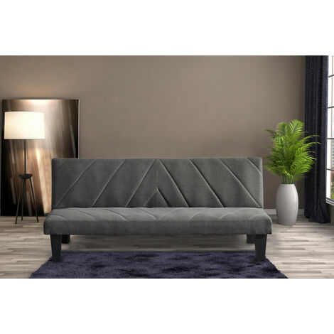 Sofá cama reclinable PAULA sistema clic clac color gris oscuro, Medidas  166x75CM Cama 166x87CM