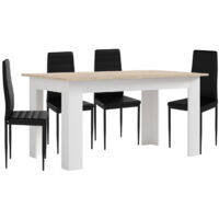 Pack Mesa de Comedor o Cocina + 4 Sillas en Polipiel/metal