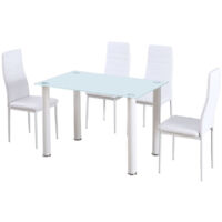 Mesa de Cristal Templado + 4 Sillas Polipiel. Comedor o Cocina