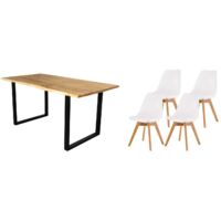 Pack Mesa de Comedor o Cocina Madera Maciza 140cm + Sillas Nordic