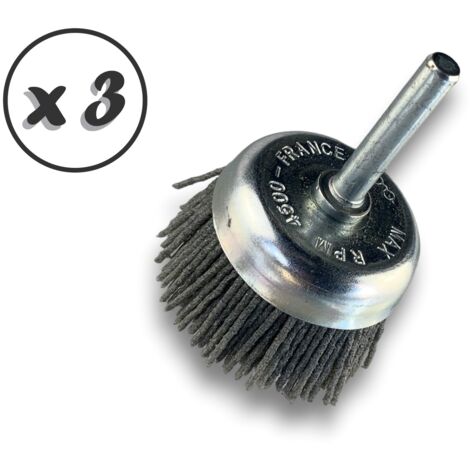 Brosse Circulaire sur Tige NYLON abrasif grain 80 Diamètres variés - Quantité x 3 - Ø 50 mm - NYLON - Grain 80 (1/5)