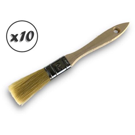 Lot de 10 pinceaux queue de morue Soie blanche Largeur 20 mm Epaisseur double tous types de travaux et laques Peinture huile acrylique colle lasure teinture apprêt résine Kibros 32220x10