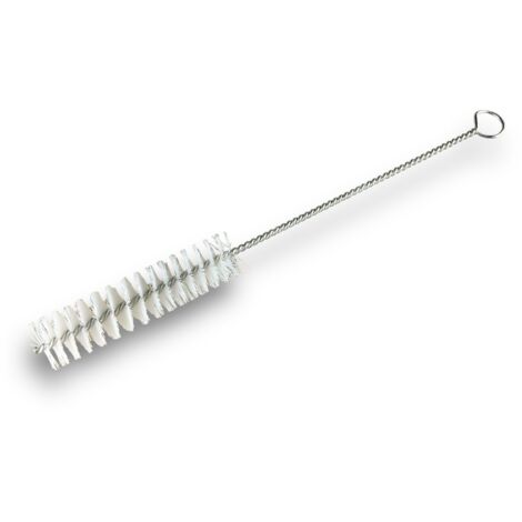 Goupillon NYLON multifonction  Ø 25 mm  Longueur 300 mm  Garnissage 100 mm  Ramonage brossage curetage nettoyage  Conduits tubes tuyaux  Manche acier torsadé  Kibros 13025300N