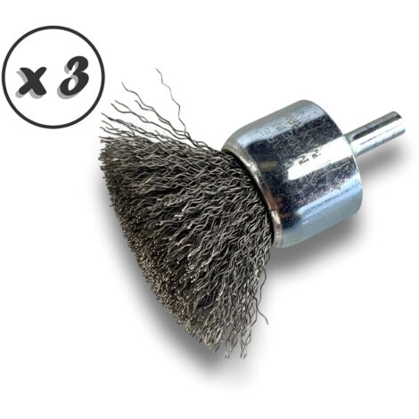 Brosse en bout sur tige Fil ACIER 0,40 mm Forme demi-spère Diamètres 28 mm - Quantité x 3 - Ø 28 mm - acier - Dure (1/5)