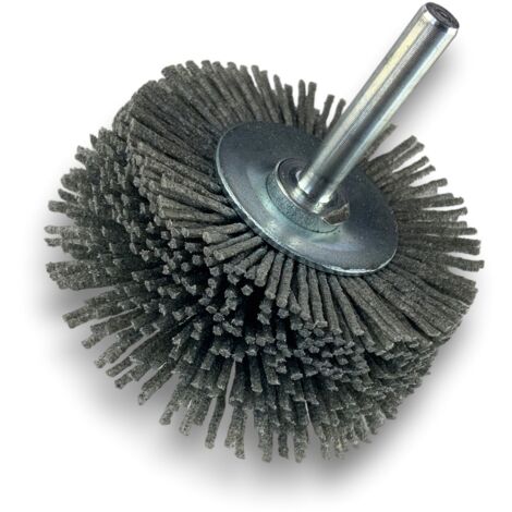 Brosse circulaire sur tige Ø 50 mm 1/2/3 rangs NYLON abrasif grain 80 - Quantité x 1 - Ø 60 mm - 3 rangs - Grain 80 (1/5)