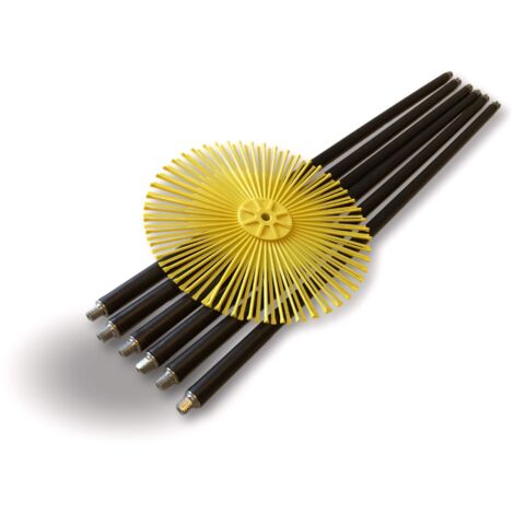 Lot de 5 cannes de ramonage noires Complément ou rallonge de kits cheminées Longueur 7 mètres 51,40 m Embout acier fileté M121,75mm - Ø 250 mm - Kit eco plat 5 m