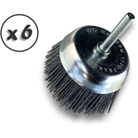 Brosse Circulaire sur Tige  NYLON abrasif grain 120  Diamètres variés - Quantité x 6 - Ø 75 mm - NYLON - Grain 120 (1/5)