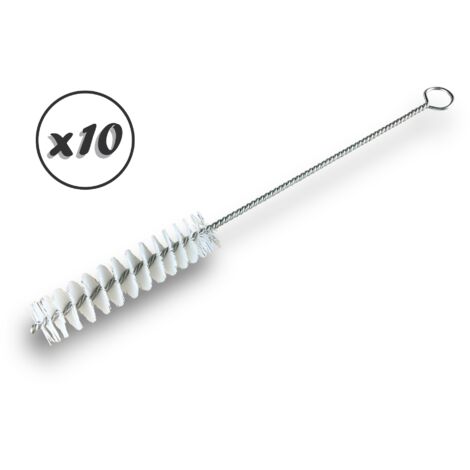 Goupillon NYLON multifonction  Différents diamètres  Garnissage 100 mm  Manche Torsadé - Quantité x10 - Ø 24 mm - NYLON