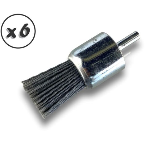 Brosse en bout sur tige  NYLON abrasif grain 120  Diamètres variés - Quantité x 6 - Ø 28 mm - NYLON - Grain 120 (1/5)