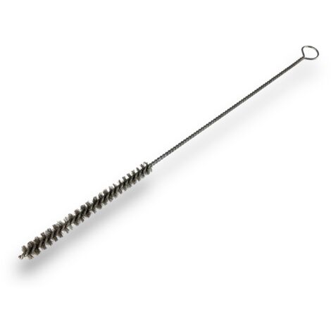 Goupillon INOX multifonction Ø 10 mm Garnissage 100 mm Longueur 300 mm Ramonage brossage curetage nettoyage Conduits tubes tuyaux Manche acier torsadé Kibros 13010300I