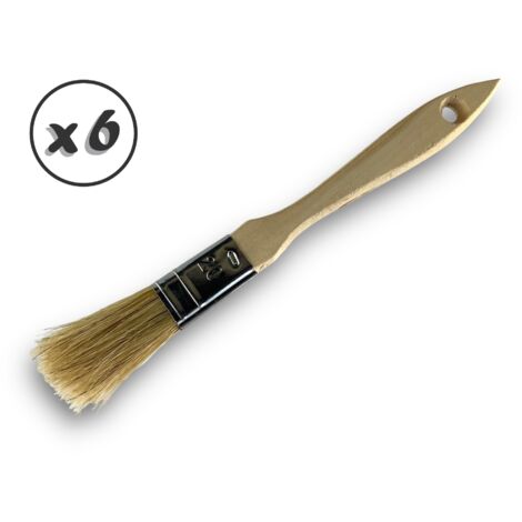 Lot de 6 pinceaux queue de morue Soie blanche Largeur 20 mm Epaisseur triple tous types de travaux laques et vernis Peinture huile acrylique colle lasure apprêt résine Kibros 32320x6 (1/5)