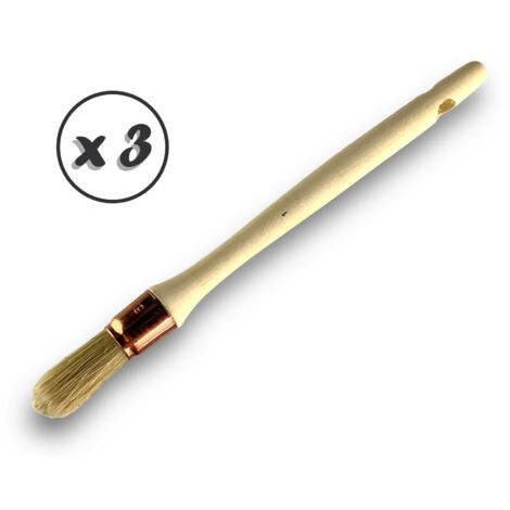 Pinceau de Pouce  Brosse ronde  Soie Blanche  Diamètres variés - Quantité x 3 - Soie n° 1 - Ø 19 mm