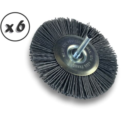 Brosse circulaire sur tige Ø 100 mm 1/2/3 rangs NYLON abrasif grain 120 - Quantité x 6 - Ø 100 mm - 1 rang - Grain 120 (1/5)