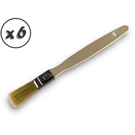 Lot de 6 pinceaux queue de morue Soie blanche Largeur 20 mm Epaisseur simple tous types de travaux Peinture huile acrylique colle lasure teinture apprêt résine Kibros 32020x6 (1/5)