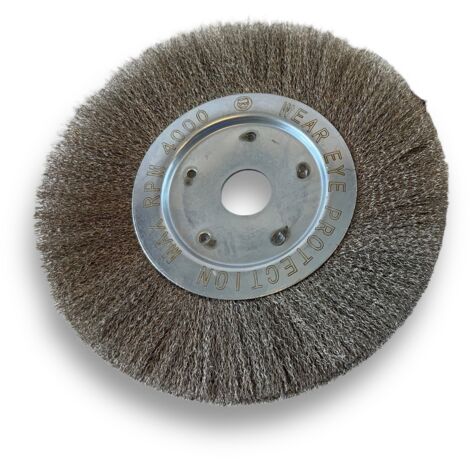Brosse circulaire INOX Ø 250 mm Epaisseur 1 rang Fil souple 0.20 mm ondulé Alésage 32 mm + réducteur bague 25/22/20/16/12 mm Touret meuleuse affûteuse ponceuse Kibros 211251IV (1/5)