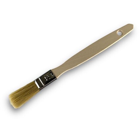 Lot de 50 pinceaux queue de morue 20 mm  Soie blanche naturelle  Manche bois brut  Pinceaux plats multi-supports  Peinture huile, acrylique, vernis, lasure, colle  Kibros 32020x50