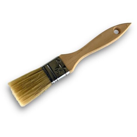 Lot de 50 pinceaux queue de morue 30 mm double épaisseur Soie blanche haute qualité Manche bois brut Résistants et durables Multi-supports Kibros 32230x50