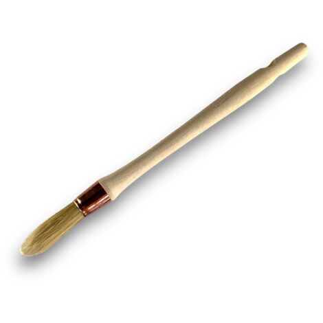 Lot de 50 pinceaux à rechampir  Brosse ronde Ø15 mm en soie blanche  Manche en bois brut  Idéal pour peinture et rénovation de volets, moulures, plinthes et angles Kibros 371D1530x50